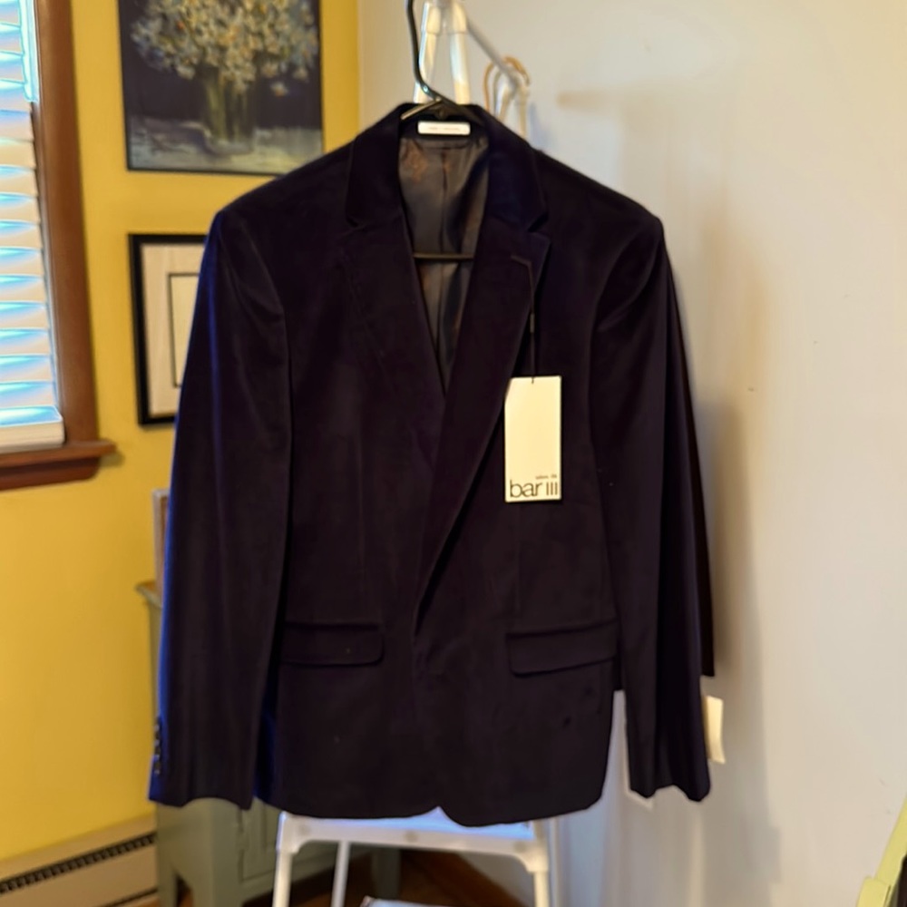 NWT bar111 Mens Suit Jacket Size 38S Slim Fit Navy